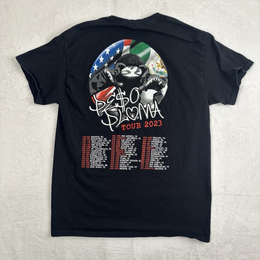 2023 Peso Pluma Black Short Sleeve Graphic Tour Shirt Men's Medium‎
